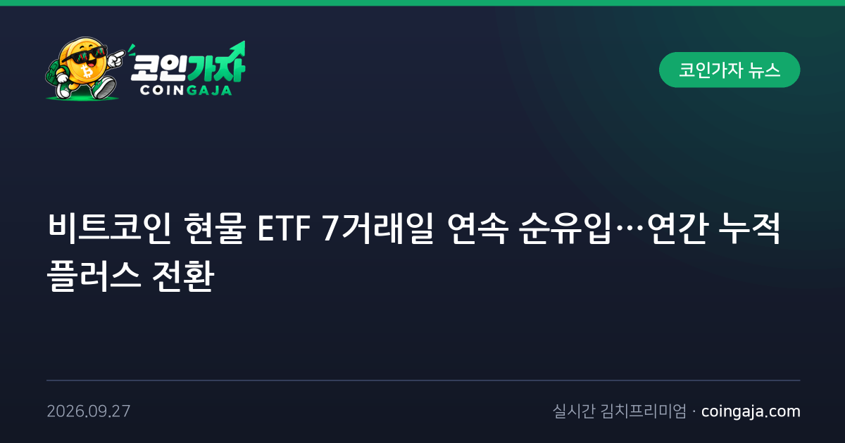 비트코인 현물 ETF 7거래일 연속 순유입…연간 누적 플러스 전환