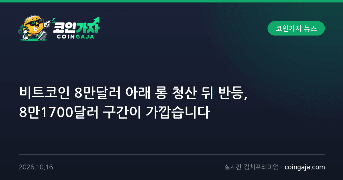비트코인 8만달러 아래 롱 청산 뒤 반등, 8만1700달러 구간이 가깝습니다