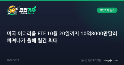 미국 이더리움 ETF 10월 20일까지 10억8000만달러 빠져나가 올해 월간 최대